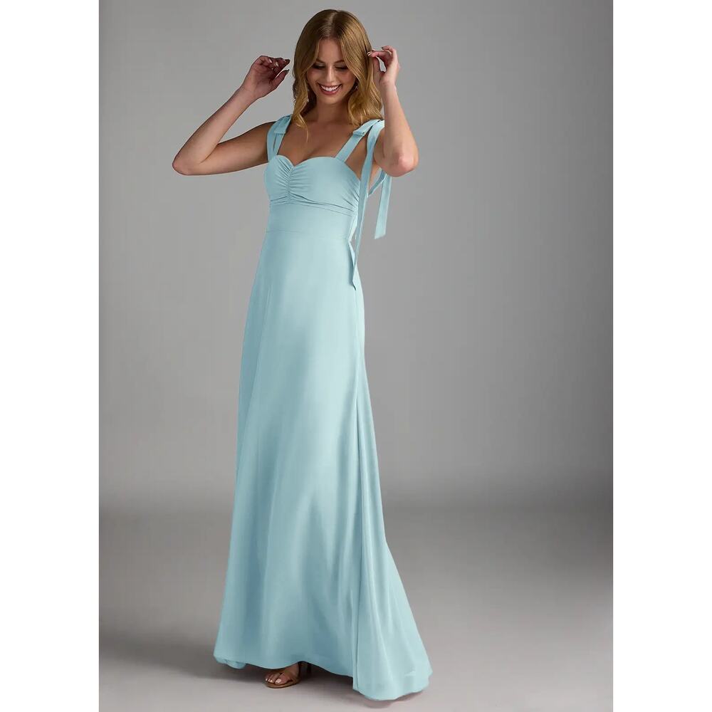 NWT Azazie Lizet Sweetheart Neck Chiffon A-Line Bridesmaid Dress Sea Glass US A2